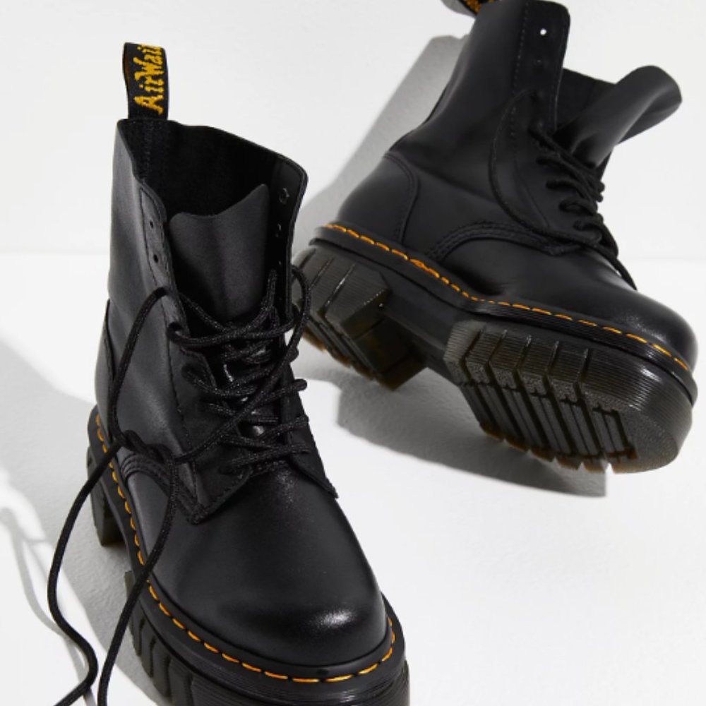 US W sz 8 AUDRICK NAPPA LEATHER PLATFORM ANKLE BOOTS MSRP$240 in Black Nappa
